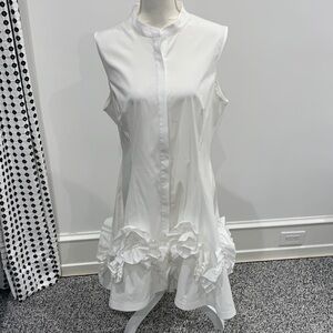 Lela Rose White Sleeveless Mandarin-Collar Shirt. Size 12